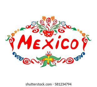 Illustration concept with mexico lettering for travel design, label, t-shirt, tourism banner, card or flyer template