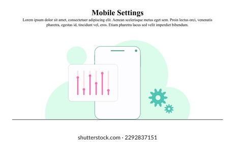 El concepto de ilustración de la configuración móvil se puede utilizar para infografías, plantillas de presentación y banners.
