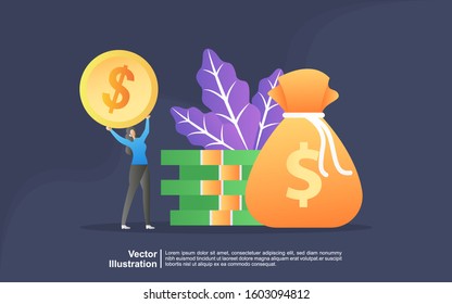 Illustration concept of Money transfer from and to wallet vector design. Capital flow, earning or making money. Financial savings or economy concept.