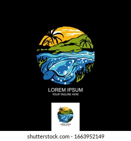 illustration concept. nature, diving, underwater, flora and fauna, tourist destinations, explore. Can be used for company logos, travel agents, room decorations, t-shirt designs and more