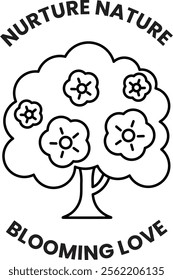 Illustration in concept of Nature and flowers in line style