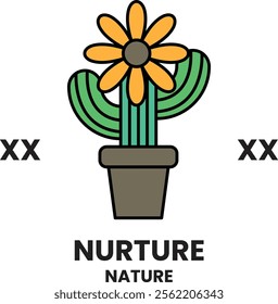 Illustration in concept of Nature and flowers in line style