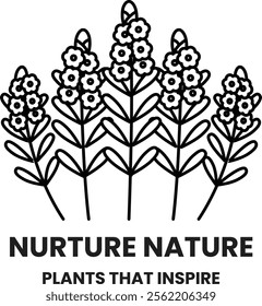 Illustration in concept of Nature and flowers in line style
