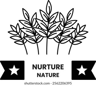 Illustration in concept of Nature and flowers in line style