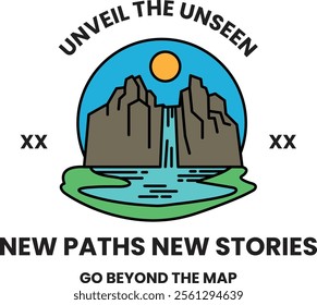 Illustration in concept of Nature tourism in line style