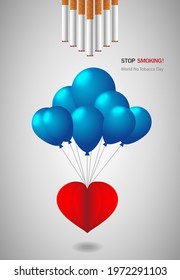 Illustration of concept no smoking day world,31 May. Be careful of smoking.