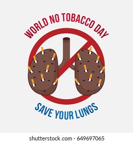 Illustration of concept no tobacco ( smoking ) day world with save your lungs quote, 31 May