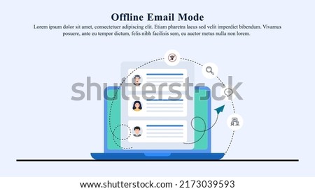 Illustration concept of offline email mode in which user can search, read and respond to email offline.