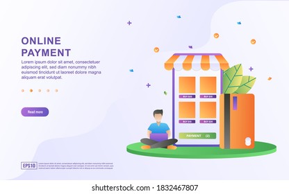 Illustration concept of online payment by credit card.
