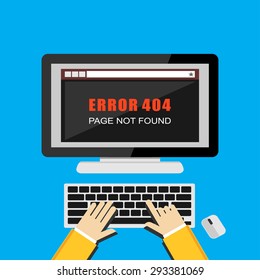 Illustration concept of page 404 error on desktop pc screen