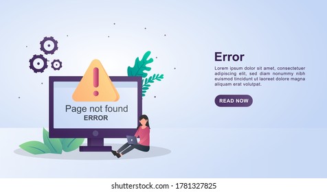 Illustration concept of page not found with the person playing the laptop.
