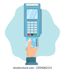 illustration of the concept of payment using a credit card, flat style vector illustration.