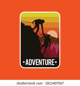 illustration concept of people climbing mountains 