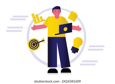 "Illustration concept of a person working, suitable for business-related content