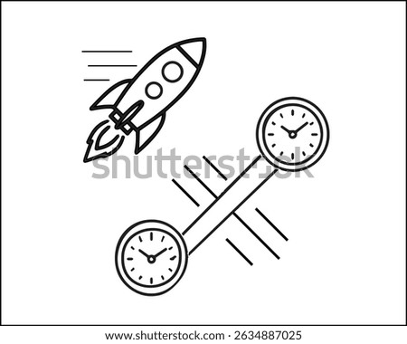 Illustration of the concept of physics - special relativity with clocks and a space grid