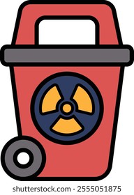 Illustration in the concept of radioactive waste bin in line art style