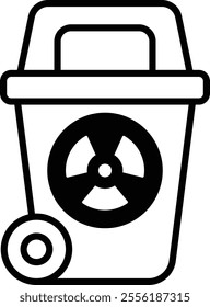 Illustration in the concept of radioactive waste bin in line art style