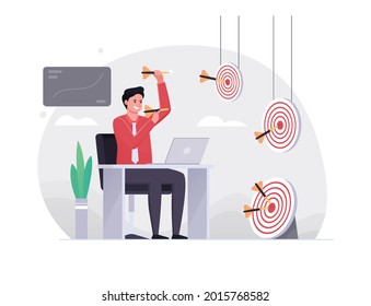 illustration concept of the right marketing target, a lot of achievements, the right choice of decisions