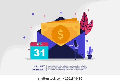 Illustration concept of salary payment. Payroll, annual bonus, income concept. Can use for, landing page, template, ui, web, mobile app, banner