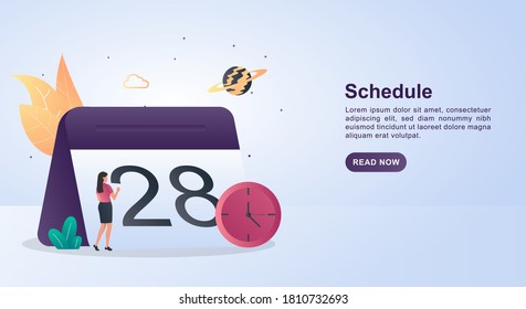 Ilustración del concepto de programación con un calendario grande.