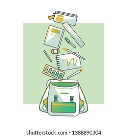 Illustration concept of school items