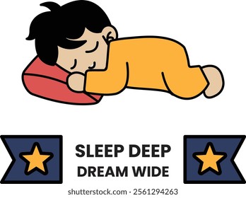 Illustration in concept of Sleeping and good sleep in line style