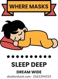 Illustration in concept of Sleeping and good sleep in line style