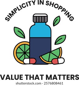 A illustration in the concept of supermarket in line drawing style