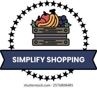 A illustration in the concept of supermarket in line drawing style