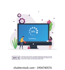 Ilustración de la actualización del sistema con un 81% en pantalla.