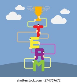 Illustration of the concept of teamwork with the characters. Vector. EPS10.