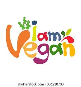 Illustration of concept template lettering Vegan.Vector