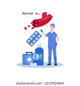 Illustration concept thrombosis disease, normal blood