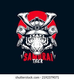 illustration concept of tiger face samurai
