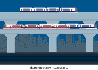 Ilustración del concepto de transporte mediante el tren aéreo