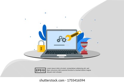 Ilustración del concepto de actualizar el sistema para que sea más seguro y más nuevo.