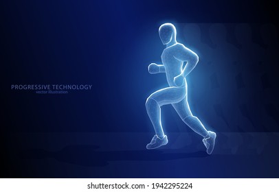 
Ilustración vectorial del hombre de fondo azul oscuro, deporte de la salud, estilo de vida.