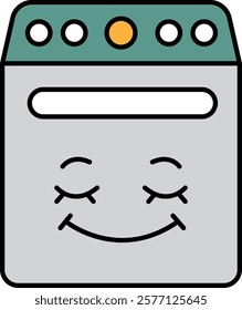 A illustration in the concept of washing machine in line drawing style