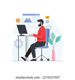 Illustration concept of Website Development, programmer, 