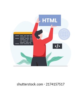 Illustration concept of Website Development, programmer, 