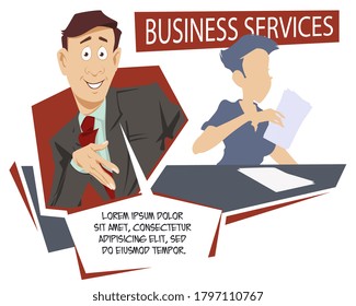 Concepto de ilustración para el desarrollo de sitios web y sitios web móviles. Servicios empresariales. Ilustración bursátil. Gente divertida. 