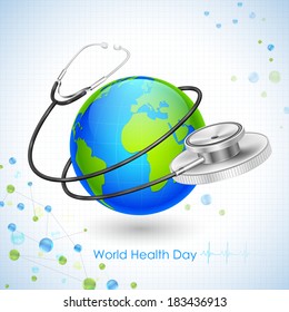 Illustration Of Concept For World Health Day With Stehescope Around Earth