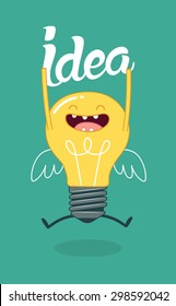 Illustration concepts bulb idea. Comic characters. Vector cartoon. You can use in the menu, in the shop, in the bar, the card or stickers.