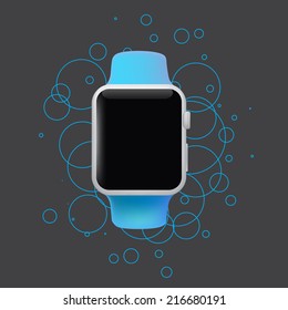 Illustration of a conceptual smart watch with touch display