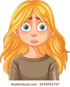 Illustration of a concerned blonde girl