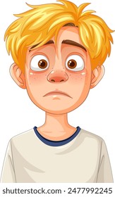 Illustration of a concerned young boy