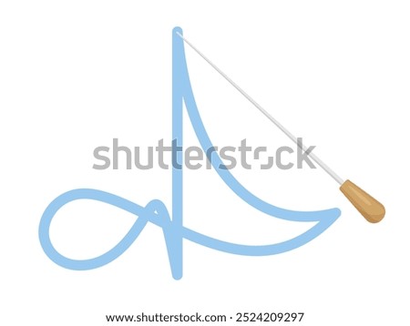 Illustration of a conductor waving a baton in four beats