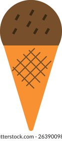 Illustration of a cone ice cream (chocolate chip chocolate) icon