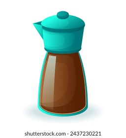 Ilustración de la etiqueta engomada del utensilio de cocina de confitería. Esta imagen combina a la perfección un diseño complejo con elementos de dibujos animados para demostrar la eficiencia de la cafetera. Ilustración vectorial.