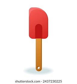 Illustration of confectionery kitchen utensil sticker. The kitchen spatula image combines careful design with cute cartoon elements against a white background. Vector illustration.